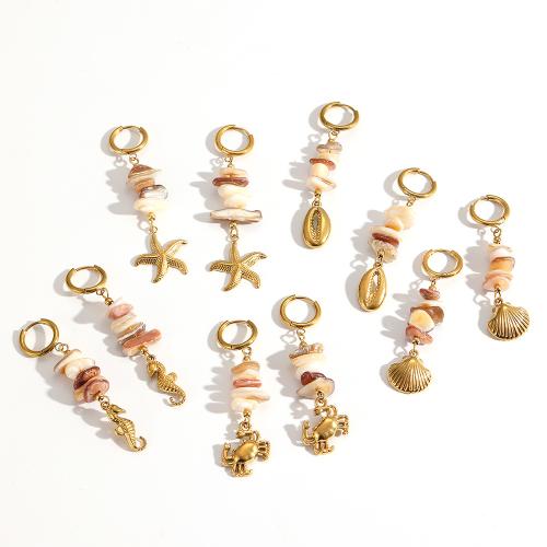 Stainless Steel Drop Earring, 304 Stainless Steel,  , plated, fashion jewelry, two different colored, Sold By Pair