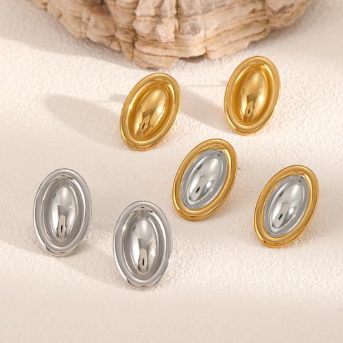 Stainless Steel Stud Earrings, 304 Stainless Steel, plated, fashion jewelry, two different colored, Sold By Pair