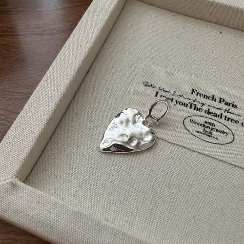 925 Sterling Silver Pendant, Heart, DIY, pendant length 15-20mm, Sold By PC