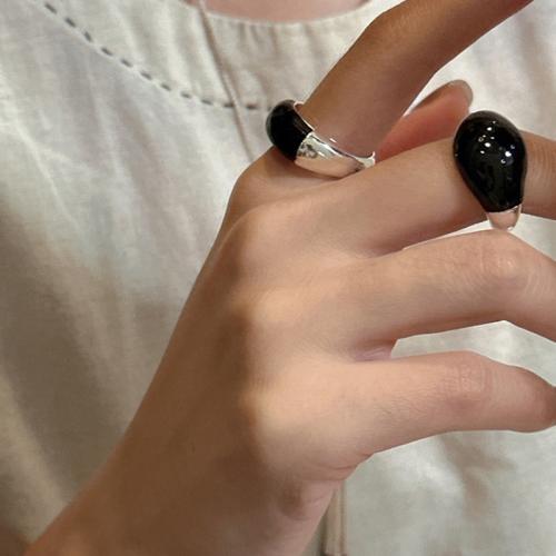 925 Sterling Silver Cuff Finger Ring, fashion jewelry & different styles for choice & for woman & enamel, US Ring Size:7-8, Sold By PC