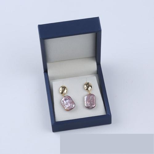 Freshwater Pearl Earrings, with Brass, Baroque, gold color plated, fashion jewelry & with rhinestone, more colors for choice, 15x20mm, Sold By Pair