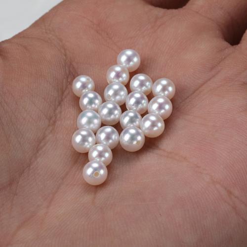 Cultured Half Drilled Freshwater Pearl Beads, Round, DIY & half-drilled, white, 4x7mm, 50PCs/Bag, Sold By Bag