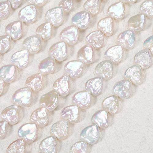 Perles nacres baroques de culture d'eau douce , perle d'eau douce cultivée, coeur, DIY, blanc, 12x13mm, Vendu par brin