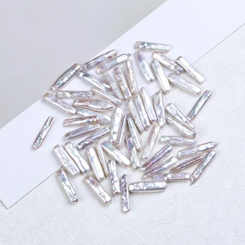 Cultured No Hole Freshwater Pearl Beads, Biwa, DIY, white, 6x23mm, Sold By PC