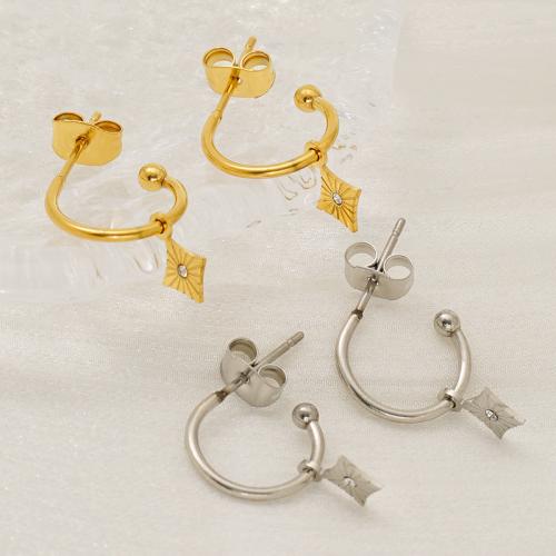 Acero inoxidable gota pendiente, acero inoxidable 304, chapado, Joyería & para mujer & con diamantes de imitación, más colores para la opción, Vendido por Par
