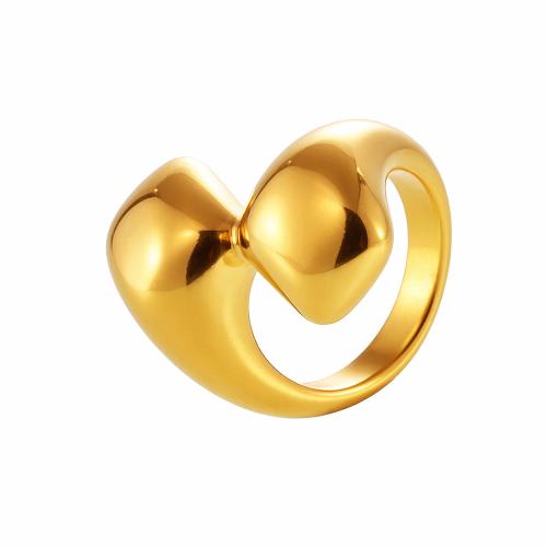 Stainless Steel Finger Ring, 304 Stainless Steel, 18K gold plated, fashion jewelry & different size for choice & for woman, Sold By PC