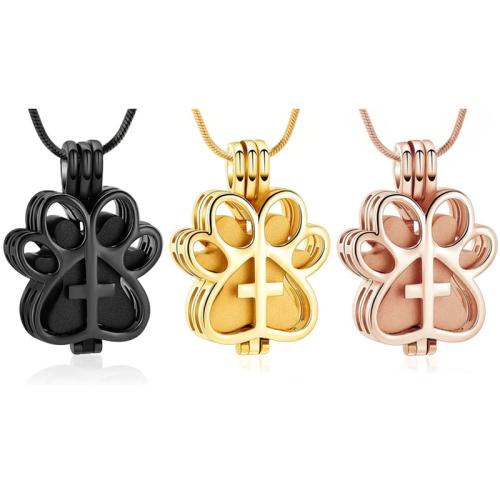 Acier inoxydable 304 Pendentif cercueil cinéraires, empreinte de pas, poli, peut s’ouvrir et mettre dans quelque chose & unisexe & creux, plus de couleurs à choisir, Vendu par PC