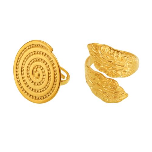 Stainless Steel Finger Ring, 304 Stainless Steel, plated, fashion jewelry & different styles for choice & for woman, golden, US Ring Size:7, Sold By PC