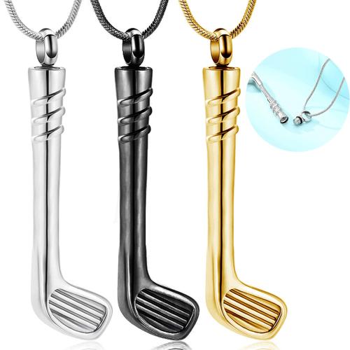 304 Stainless Steel Cinerary Casket Pendant, Golf Club, plated, can open and put into something & fashion jewelry & Unisex, more colors for choice, Sold By PC