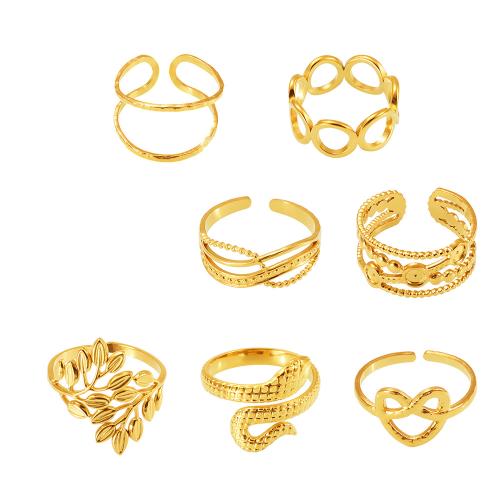 Stainless Steel Finger Ring, 304 Stainless Steel, 18K gold plated, different styles for choice & for woman & hollow, US Ring Size:7, Sold By PC
