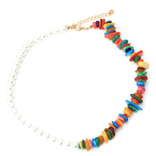 Resin Necklace, with Plastic Pearl, with 5cm extender chain, handmade, fashion jewelry & for woman, multi-colored, Length:42 cm, Sold By PC