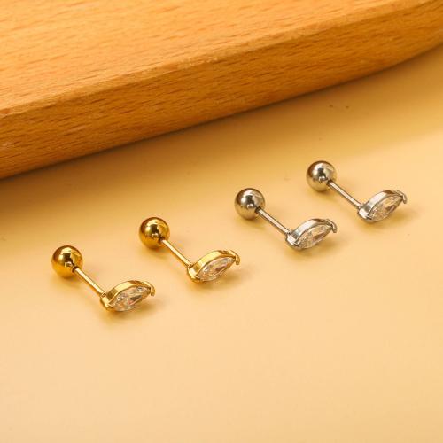 Stainless Steel Stud Earrings, 304 Stainless Steel, plated, fashion jewelry & for woman & with rhinestone, more colors for choice, Sold By Pair