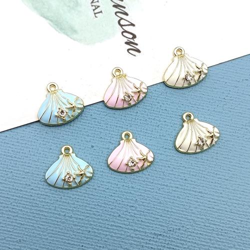 Tibetan Style Enamel Pendants, Shell, gold color plated, DIY & with rhinestone, more colors for choice, 13x14mm, 100PCs/Bag, Sold By Bag