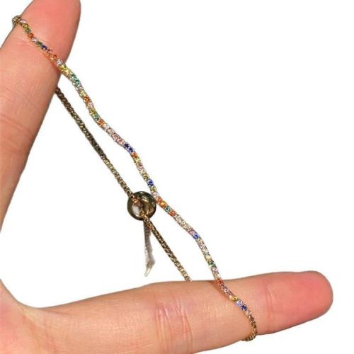 Brass Bracelet & Bangle, with Cubic Zirconia, with 5cm extender chain, plated, fashion jewelry & for woman, Length:Approx 40 cm, Sold By PC
