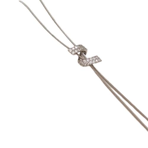 Sweater Chain Necklace, Brass, with Cubic Zirconia, with 5cm extender chain, plated, fashion jewelry & for woman, Length:Approx 40 cm, Sold By PC