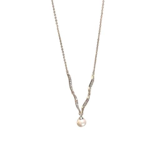 Brass Necklace, with Glass Beads & Cubic Zirconia, fashion jewelry & for woman, Sold By PC
