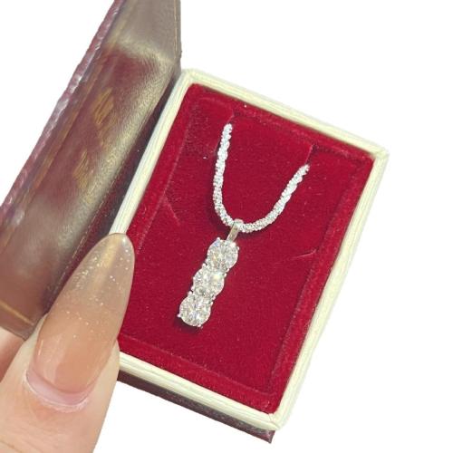 Brass Necklace, with 5cm extender chain, plated, fashion jewelry & for woman & with rhinestone, Length:Approx 40 cm, Sold By PC