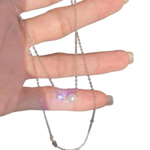 Brass Necklace, with Glass, with 5cm extender chain, plated, fashion jewelry & for woman & with rhinestone, Length:Approx 40 cm, Sold By PC