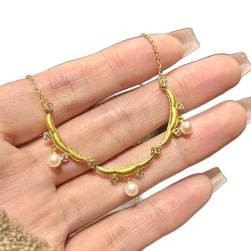Brass Necklace, with Glass Beads & Cubic Zirconia, with 5cm extender chain, plated, fashion jewelry & for woman, Length:Approx 40 cm, Sold By PC