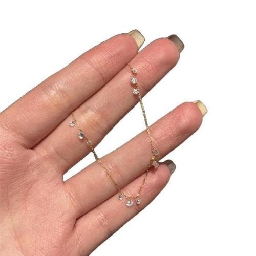 Brass Necklace, with 5cm extender chain, plated, fashion jewelry & for woman & with rhinestone, Length:Approx 40 cm, Sold By PC