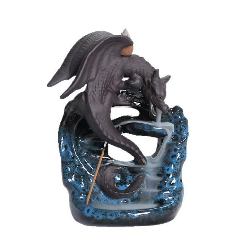 Backflow Incense Burner, Porcelain, handmade, for home and office, blue, Sold By PC