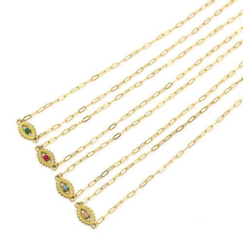 Acier inoxydable 304 collier, avec Pierre naturelle, Placage de couleur d'or, bijoux de mode, plus de couleurs à choisir, Vendu par PC