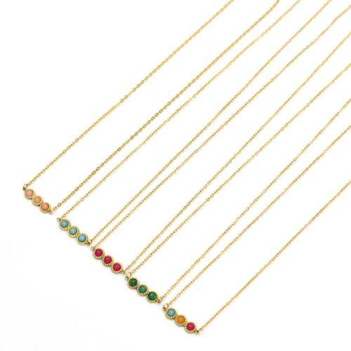 Stainless Steel Jewelry Necklace, 304 Stainless Steel, with Natural Stone, gold color plated, fashion jewelry, more colors for choice, Sold By PC