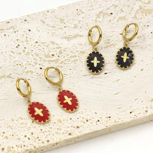 304 Stainless Steel Drop Earring, gold color plated, fashion jewelry & enamel, more colors for choice, Sold By Pair