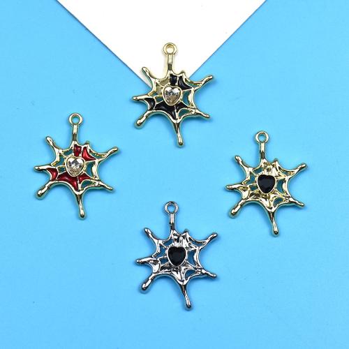 Tibetan Style Rhinestone Pendants, Spider Web, DIY & with rhinestone, more colors for choice, 100PCs/Bag, Sold By Bag
