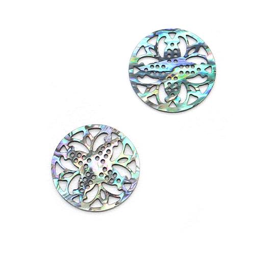 Natural Abalone Shell Pendants, Round, DIY & hollow, 30mm, Sold By PC