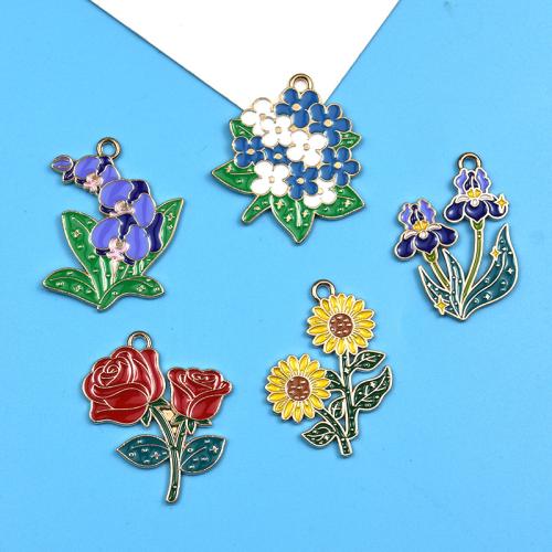 Tibetan Style Enamel Pendants, Bouquet, DIY & different styles for choice, more colors for choice, 100PCs/Bag, Sold By Bag