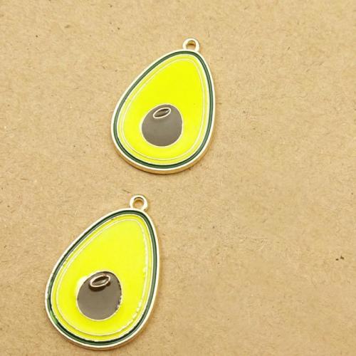 Tibetan Style Enamel Pendants, Avocado, DIY, 18x27mm, 100PCs/Bag, Sold By Bag