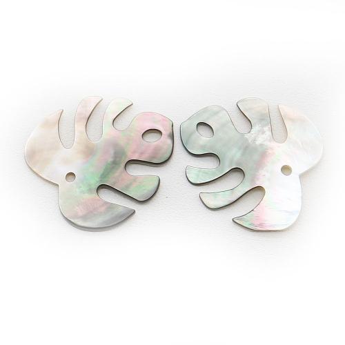 Shell Pendants, Black Lip Shell, Leaf, natural & DIY & hollow, 36x39mm, Sold By PC