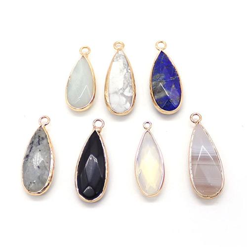 Bijoux Pendentifs en pierres gemmes, Pierre naturelle, avec alliage de zinc, larme, Placage, DIY & différents matériaux pour le choix, 12x29mm, Vendu par PC