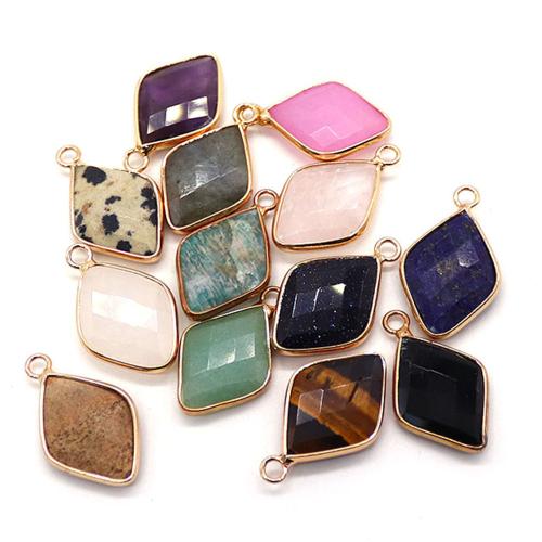 Bijoux Pendentifs en pierres gemmes, Pierre naturelle, avec alliage de zinc, Losange, Placage, DIY & différents matériaux pour le choix, 15x25mm, Vendu par PC
