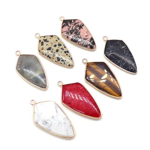 Gemstone Pendants Jewelry, Natural Stone, with Tibetan Style, plated, DIY & different materials for choice, more colors for choice, 21x41mm, Sold By PC