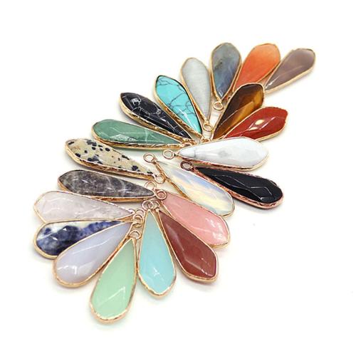 Colgantes de Gemas, Piedra natural, Gota, chapado, Bricolaje & diferentes materiales para la opción, más colores para la opción, 12x36mm, Vendido por UD
