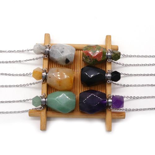 Edelstein Schmuck Halskette, Naturstein, kann sich öffnen und in etwas & verschiedenen Materialien für die Wahl & unisex, 19x37mm, Länge:ca. 41-50 cm, verkauft von PC