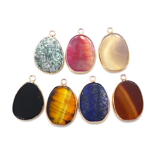 Bijoux Pendentifs en pierres gemmes, Pierre naturelle, avec alliage de zinc, Placage, DIY & différents matériaux pour le choix, 19x30mm, Vendu par PC