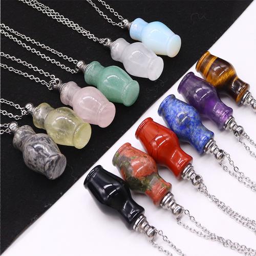 Edelstein Schmuck Halskette, Naturstein, kann sich öffnen und in etwas & verschiedenen Materialien für die Wahl & unisex, 16x39mm, Länge:ca. 41-50 cm, verkauft von PC