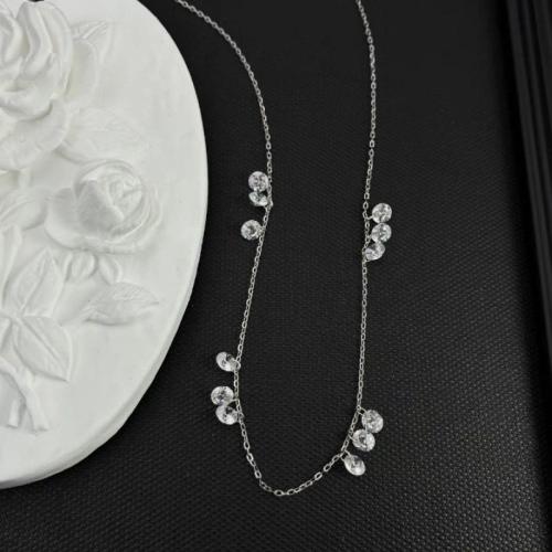 Brass Necklace, with 5cm extender chain, plated, fashion jewelry & for woman & with rhinestone, Length:Approx 40 cm, Sold By PC