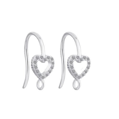 925er Sterling Silber Ohranhänger Zubehör, Herz, DIY & verschiedene Stile für Wahl & Micro pave Zirkonia, earring drop component length 15-20mm, verkauft von Paar