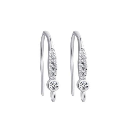 925er Sterling Silber Ohranhänger Zubehör, platiniert, DIY & mit Strass, earring drop component length 15-20mm, verkauft von Paar