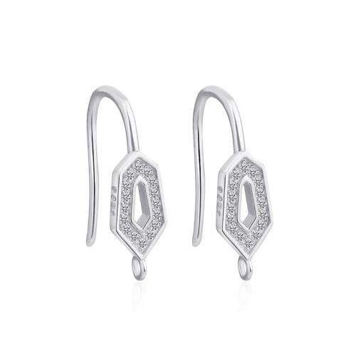 Composant boucle d'oreille tombante en argent sterling 925, Motif géométrique, DIY & styles différents pour le choix & pavé de micro zircon, earring drop component length 15-20mm, Vendu par paire