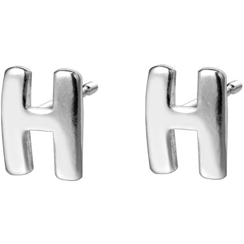 Argent sterling 925 boucle d oreille dormeuse, Lettre d’alphabet, Plaqué de platine, styles différents pour le choix & pour femme, 5mm, Vendu par PC