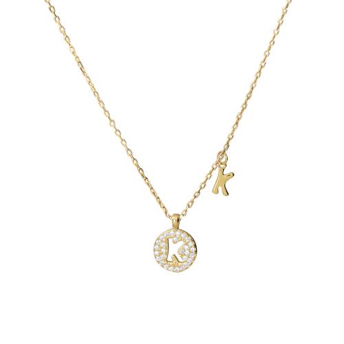 Argent sterling 925 collier, avec 2.4inch chaînes de rallonge, Lettre d’alphabet, styles différents pour le choix & pavé de micro zircon & pour femme, plus de couleurs à choisir, Longueur:Environ 17.7 pouce, Vendu par PC