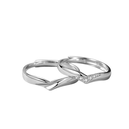 925 Sterling Silver Couple Ring, different styles for choice & micro pave cubic zirconia & for couple, US Ring Size:6-10, Sold By PC