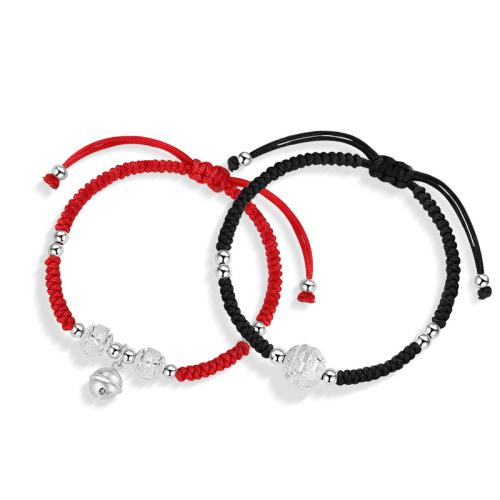 925 Sterling Silver Couple Bracelet, with Polyester Cord, braided & different styles for choice & for couple, Length:Approx 6-10 Inch, Sold By PC