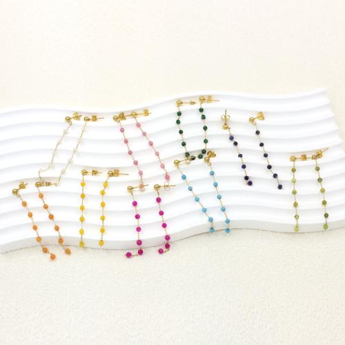 Fringe pendientes de la manera, acero inoxidable 304, con Piedra natural, chapado en color dorado, Joyería, más colores para la opción, Vendido por Par