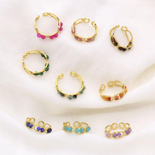 Anillo de dedo de acero inoxidable, acero inoxidable 304, con Piedra natural, chapado en color dorado, Joyería, más colores para la opción, Vendido por UD